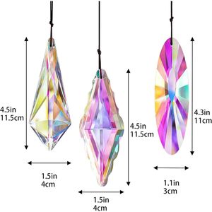 ชุด 3 ชิ้น คริสตัลปริซึมสี AB ขนาด 120 มม. ตัวดักแสงแดดสำหรับหน้าต่าง สายรุ้ง ตัวดักแสงแดดแบบแขวน แก้วคริสตัลขนาดใหญ่ ของตกแต่งคริสตัล ตัวดักแสงแดด - Product Image 2