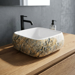 Vasque à poser ronde en céramique ivoire moderne, élégante, pour salle de bain et maison - Product Image 6