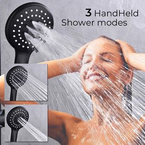 Sistema de Ducha Termostática Moderno en Negro Mate, Montaje en Pared, Válvula de Latón de Triple Función con Cabezal de Ducha de 8 Pulgadas - Product Image 4