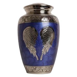 Artículos Funerarios, Urna Funeraria para Cenizas Humanas, Diseño de Corazón con Alas de Ángel Grabadas, Urnas Metálicas, Últimos Modelos de Urnas para Cremación, Artesanía Funeraria - Product Image 1