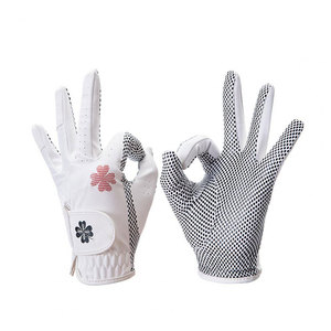 Gants de golf d'hiver personnalisés blancs en cuir véritable souple, protection UV, sangle de poignet réglable, préhension supérieure pour hommes - Product Image 5