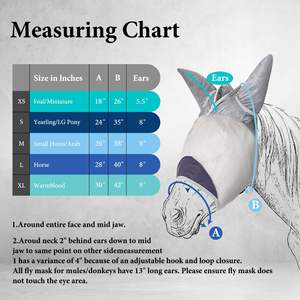Masque anti-mouches pour chevaux en maille extensible et respirante avec protection UV pour les oreilles et les yeux, idéal pour l'extérieur - Product Image 2