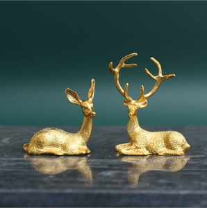 Pièces d'accessoires de décoration modernes en alliage métallique doré, figurine miniature de renne, figurine de cerf - Product Image 5