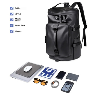 Waterproof leather <b>backpack</b> <b>Convertible</b> 36-55L Softback with Zipper Hasp Closure Unisex Daily Use Minimalist Design - Product Image 6
