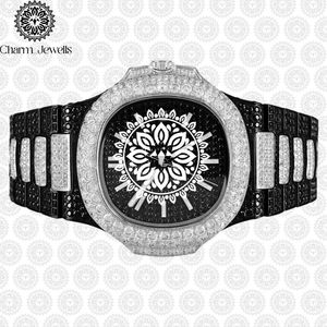 Montre de luxe Charm_Jewells en acier inoxydable, boîtier de 40 mm, mouvement mécanique analogique, date automatique, mode vintage pour homme, accents de diamants - Product Image 3