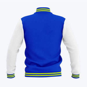 เสื้อแจ็คเก็ตวาร์ซิตี้สีม่วงขาว สไตล์พรีปปี้สำหรับผู้ชาย ติดกระดุม ทรงปกติ ใส่ได้ในฤดูใบไม้ร่วง ผลิตจากผ้าโพลีเอสเตอร์ผสมฝ้าย - Product Image 3