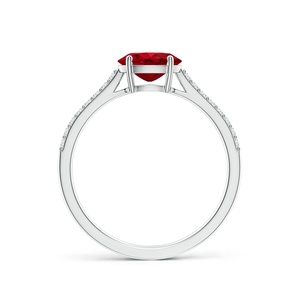 Anillo de Oro Sólido de 14k con Corte Oval de Rubí Natural y Banda de Diamantes con Engaste Pavé, Nuevo, Hecho a Mano, Anillo de Compromiso Personalizado - Product Image 4