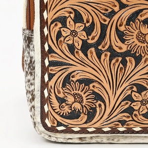 Cowhide Fur Leather Western <b>Sling</b> Utility Bag Bohemian Women's Messenger Bag Hand-Tooling Coin Purse in Leather Price - Product Image 3