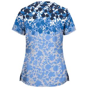 Blusa de Mujer Vintage con Cuello en V, Manga Corta, Estampado Floral, Tejida, con Bolsillos, de Poliéster, Informal, Transpirable, para Trabajo - Product Image 2