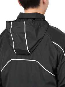 Ensemble coupe-vent en nylon froissé avec veste et pantalon, logo personnalisé, coupe ample, fermeture éclair, passepoil réfléchissant, style anorak - Product Image 6