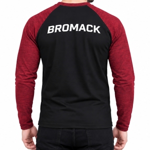 <b>Men</b> T <b>Shirt</b> Black Burgundy Contrast Long Sleeve Design Classic Crew Neck Two Tone Style Dark <b>Red</b> Sleeves Daily Clothing Weekend - Product Image 2