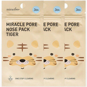 blackhead+<b>remover</b> Miracleare Korean Miraclair Miracle Pore Nose Strip Tiger 3 Sheets Made in Korea White - Product Image 3