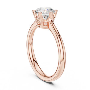 Anillo de Compromiso Clásico con Diamante Moissanita de Corte Redondo de 6 Puntas para Mujer, Anillo de Propuesta Chapado en Oro Rosa de 14K - Product Image 3
