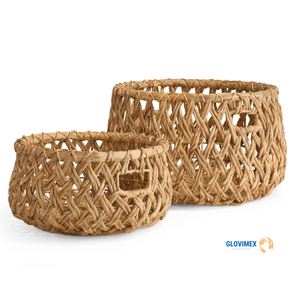 Best Selling Set of 2 Water Hyacinth Gift Baskets Durable Handwoven Home <b>Storage</b> & <b>Organization</b> - Product Image 5