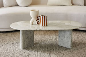 Mesa de Centro Redonda de Mármol Natural con Encimera de Resina Ecológica para Uso en Hoteles y como Encimera de Baño, Diseño Rústico - Product Image 3