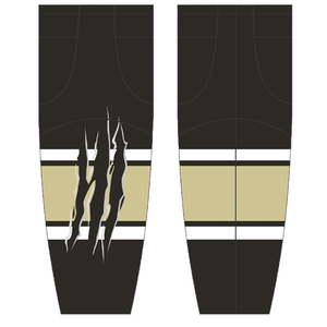 Chaussettes de basketball personnalisées, longueur cheville, design rayé, noir, or, blanc, impression numérique, respirantes, spandex, polyester, adulte, été - Product Image 6