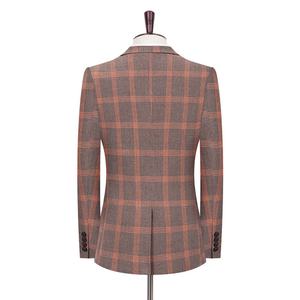 Costume sur mesure pour hommes 2026 : Veste et pantalon en tissu écossais rouge brique avec ceinture – Collection Business - Product Image 2