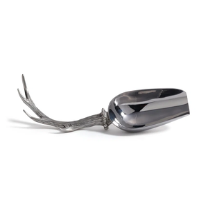 Luxury Pewter Antler Ice Scoop Rustic Deer Horn Handle Stainless Steel Metal <b>Flour</b> & Grain Shovel Elegant Barware & Kitchen Gift - Product Image 1