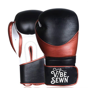 High Quality Leather Boxing Gloves Custom Made with Adjustable Hook and Loop Closure Customizable Logo on <b>Strap</b> Reasonable Price - Product Image 1