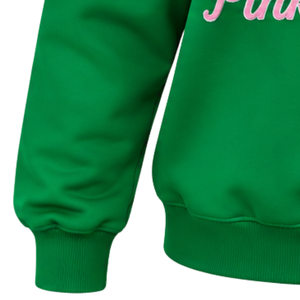 Sudadera Verde de Cuello Alto para Mujer, Personalizada con Estampado Gráfico de Hermandad, Cómoda, Informal, para Universidad y Antiguas Alumnas, Venta al Por Mayor - Product Image 3