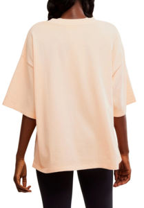 Wholesale Oversized Women's <b>Peach</b> Cotton T-Shirt Crew Neck Short Sleeve Loose Fit Printed Logo Jersey Breathable All Seasons - Product Image 2
