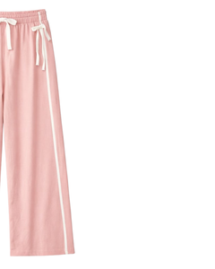 Custom Women Wide Leg Sweatpants <b>Light</b> PInk Side Stripe High Waist Loose Fit Casual Track Pants Elastic Drawstring Lounge Wear - Product Image 4