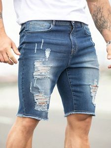 Shorts de Mezclilla para Hombre, Corte Slim Casual, Elásticos, de Algodón, Color Azul, con Múltiples Bolsillos para el Verano - Product Image 6