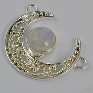 Rainbow Moonstone Handmade Sterling Silver Pendant Bezel Setting Natural Round Gemstone Boho Jewelry June Birthstone - Product Image 2