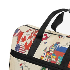 Bolsa de Lona con Estampado de Mapa del Mundo y Banderas, Bolsa de Viaje de Gran Capacidad con Cierre, Bolsa de Gimnasio para Fin de Semana - Product Image 4