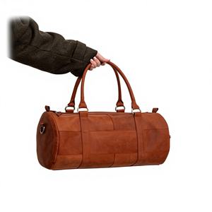 Sac de sport et de voyage unisexe en cuir véritable, finition naturelle, design vintage multifonctionnel, léger, qualité supérieure, vente pour motards - Product Image 1