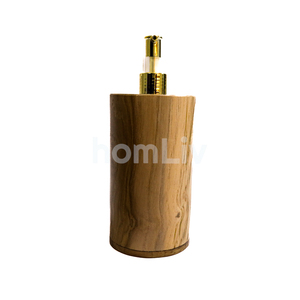 Solid Wood Sustainable Handmade Natural Teak Wood Decorative Round Liquid <b>Soap</b> Dispenser Lotion Pump Bottle Hotel Amenity - Product Image 1
