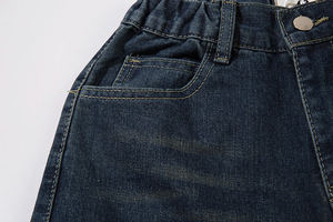 Pantalones Cargo de Mezclilla de Cintura Alta con Bordes Deshilachados, Estilo Urbano Holgado, Largos, de Color Sólido y Cierre de Botones - Product Image 5