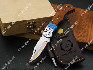 Couteau de poche pliable EDC de qualité industrielle, personnalisable OEM/ODM, en acier Damas cuivré, pour le camping et usages multiples - Product Image 2