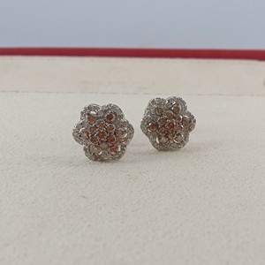 1.08 Cttw Round Cut White & Brown Natural Diamond Stud <b>Earrings</b> for Women in 925 Sterling <b>Silver</b>, Push <b>Back</b>, Prong Setting - Product Image 1