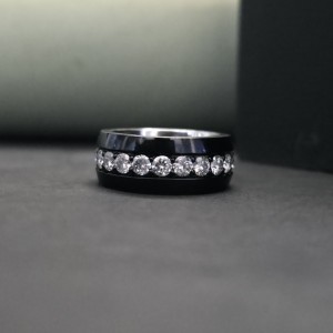 Elegante Anillo de Eternidad con Diamantes Negros y Moissanita, con Engaste en Canal y Oro Sólido de 18K, Ideal para Regalo - Product Image 2