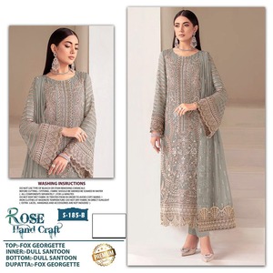 Georgette de imitación pesado de buena calidad con traje paquistaní de trabajo bordado con Secuencia de 3mm para fiesta de boda y ropa al aire libre - Product Image 3