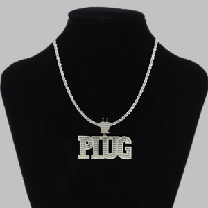 <b>Plug</b> Letter Pendant 925 Silver Rhodium Plated Moissanite Hip Hop Men's Jewelry Everyday Wear - Product Image 1