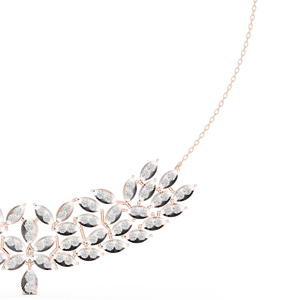 Rose Gold Round Lab Grown Diamond Leaf <b>Statement</b> <b>Necklace</b> for Women | Elegant Wedding Bridal Jewelry Gift - Product Image 4