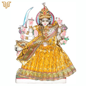Marble Durga Maa Murti with Singhar | Handcrafted White Marble Durga Mata Statue on Lion by MALIYAS Jaipur India - Product Image 2