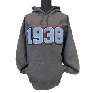 Sudadera con Capucha Gris Chenille 1938, Sudadera Suave de Mezcla de Algodón, Sudadera con Capucha de Manga Larga, Ropa Casual de Moda para Uso Diario - Product Image 1