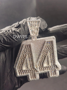 Wholesale Lucky <b>Number</b> Pendant Mens VVS1 Moissanite Round Brilliant Cut Sterling Silver <b>Gold</b> Plated Luxury Style <b>Number</b> Pendant - Product Image 3