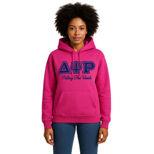 Sweat à capuche en coton et polyester rose Delta Psi Rho Sorority, vêtement décontracté doux et confortable pour la vie grecque universitaire - Product Image 1