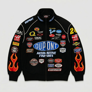 Wholesale OEM % Cotton Breathable Winter <b>Motorcycle</b> <b>Jacket</b> Custom Embroidery Logo Patch All Vintage Nascar Race Unisex - Product Image 1
