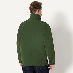 Veste coupe-vent verte pour homme, manches longues, fermeture éclair, imperméable, couleur unie, col montant, vêtement d'extérieur, longueur normale - Product Image 3