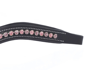 High Quality Customized English Leather Browband Soft Padded Western Riding Bridle <b>Light</b> <b>Rose</b> Amethyst Crystals Horse Equipment - Product Image 4