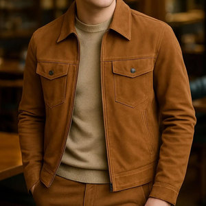 Fashion Style <b>Suede</b> Leather <b>Jacket</b> Comfortable Daily Wear <b>Suede</b> Leather <b>Jacket</b> Smooth Surface With Soft Feel - Product Image 5