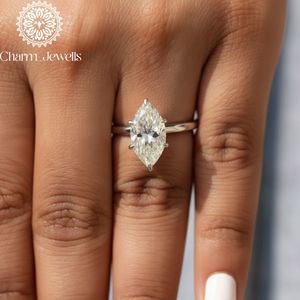 Anillo Clásico de Eternidad para Mujer Charm_Jewells con Moissanita de Corte Cojín de 3 GM, Chapado en Oro sobre Plata, Certificado IGI, Engaste de Puntas - Product Image 4