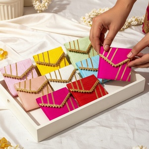 Exquisite Handcrafted Ethnic Fabric <b>Pouches</b> Silk And Vibrant Cotton Fabrics Elegant Envelope Style Gota Patti <b>Work</b> - Product Image 1