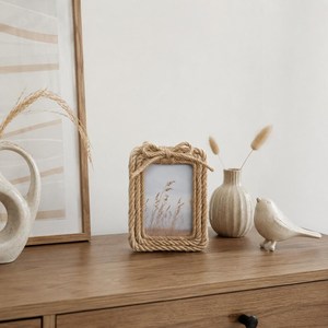 Handmade Eco-Friendly Wooden Rattan UV <b>Printed</b> Woven Cane Photo <b>Frame</b> Rustic Home Decoration Accessory - Product Image 3