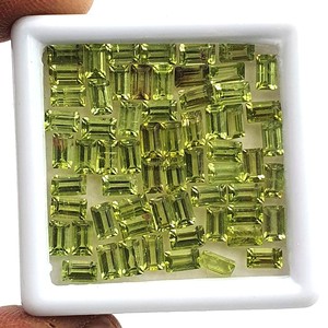 Piedras preciosas de peridoto natural talladas en baguette de 4x6 mm, calibradas, facetadas, verdes, sueltas, para la fabricación de joyas, al por mayor. - Product Image 6